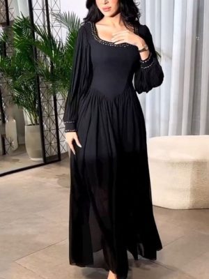 Elegant Beaded Pearl Chiffon Cocktail Evening Dress