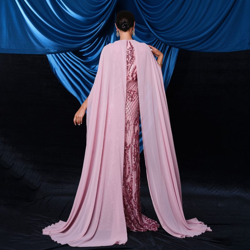 High-End Sequined Evening Dress with Flying Sleeves - Image 3