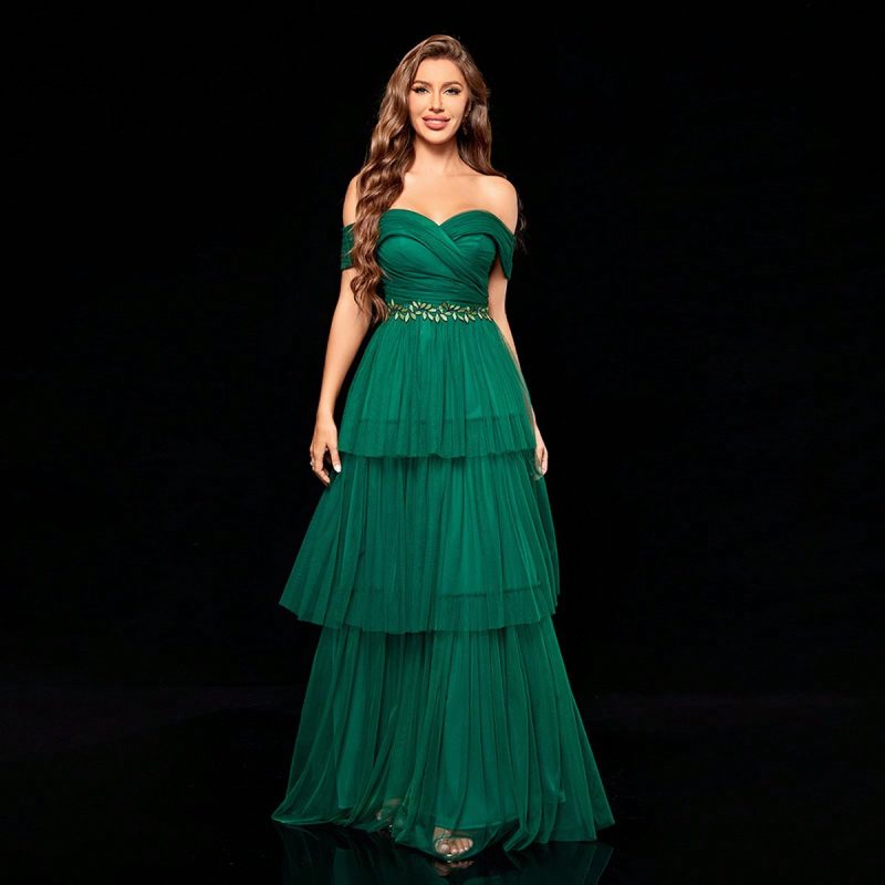 Women’s Tube Top Mesh Evening Party Dress