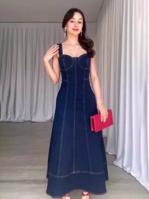 Women’s White Summer Casual Slim Strap Maxi Dress
