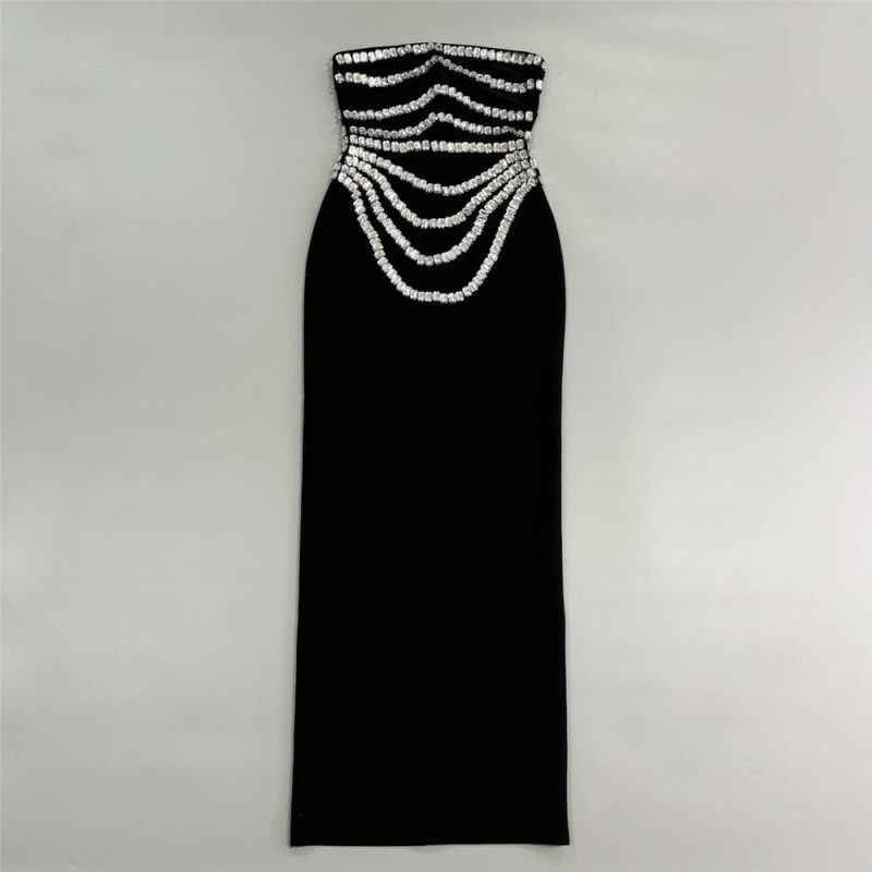 Women’s Beaded Tube Top Bandage Party Dress - Image 2
