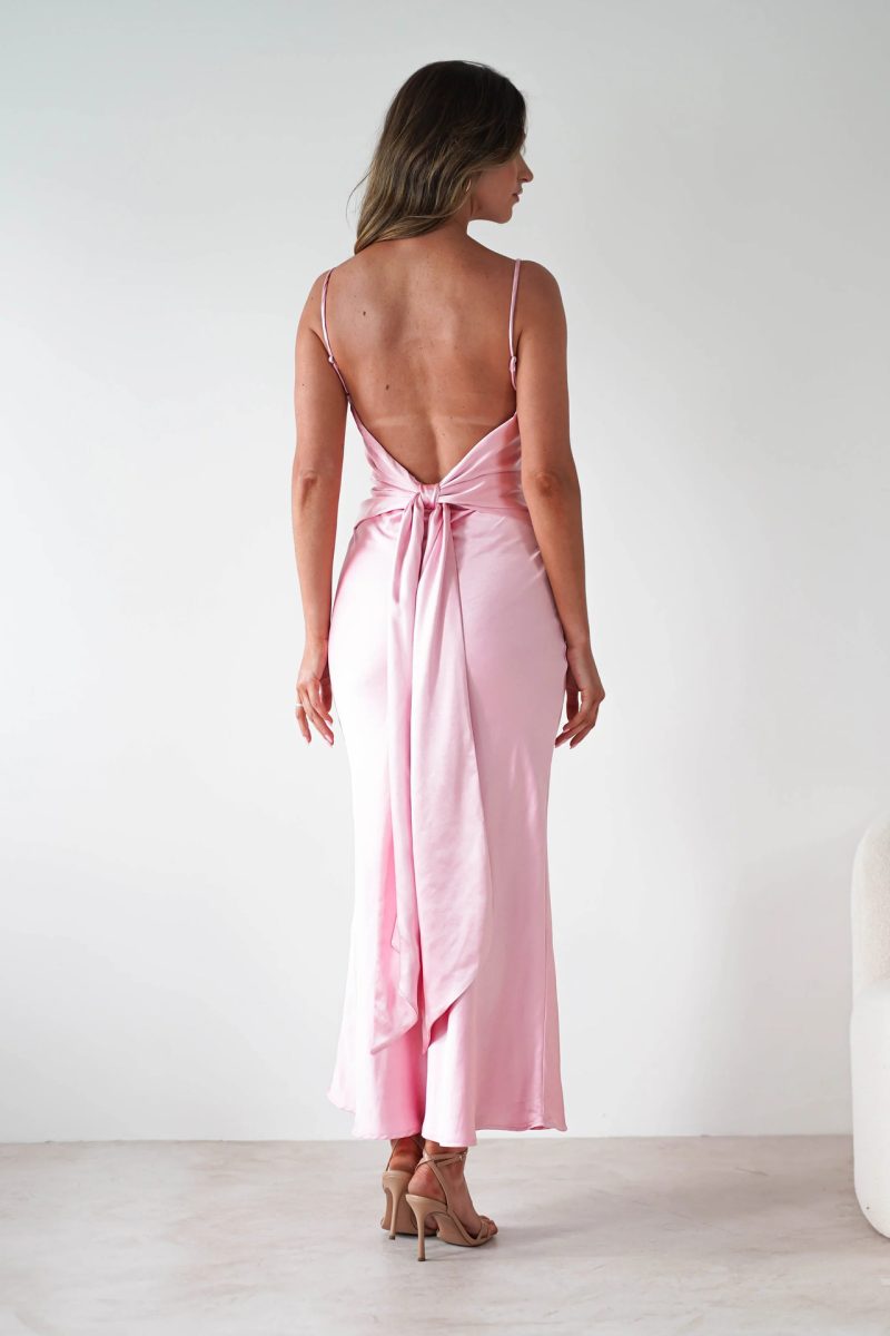 Satin Sling Dress with Lace-Up Waist - Image 4