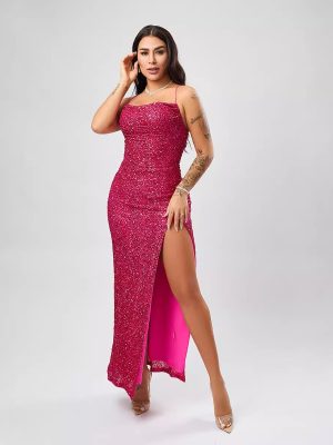 Women’s Sequin Formal Sleeveless Split Winter Dress