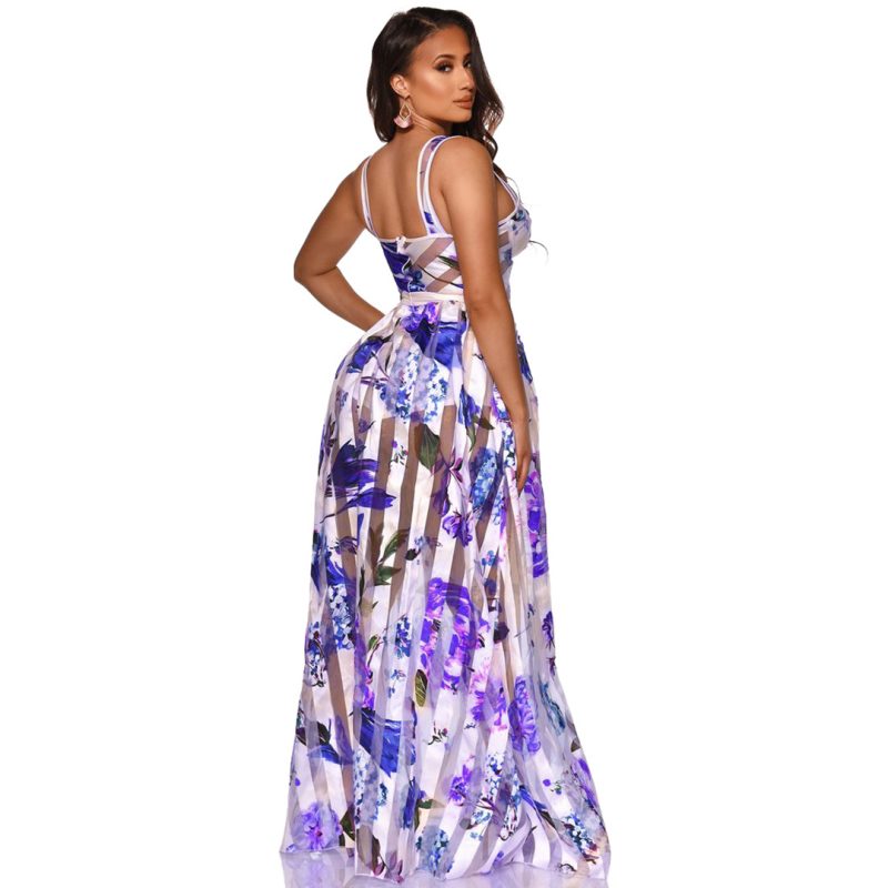 Summer Floral Corset Spaghetti Strap Organza Dress - Image 3