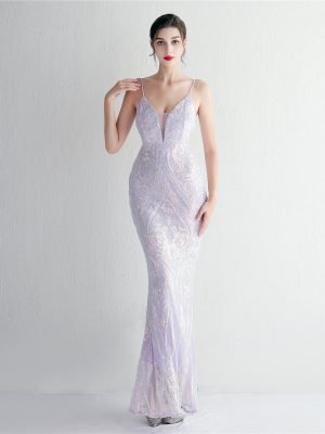 Luxury Three-Dimensional Sequin Floral Cocktail Gown