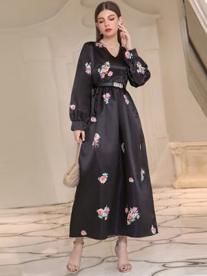 Sophisticated Autumn Winter Belted High Waist Dress