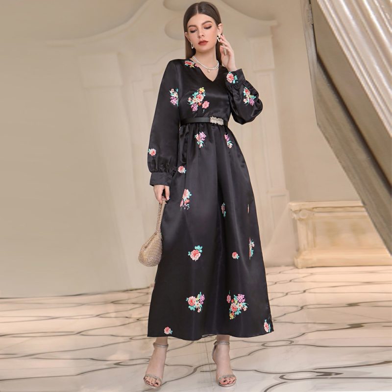 Sophisticated Autumn Winter Belted High Waist Dress