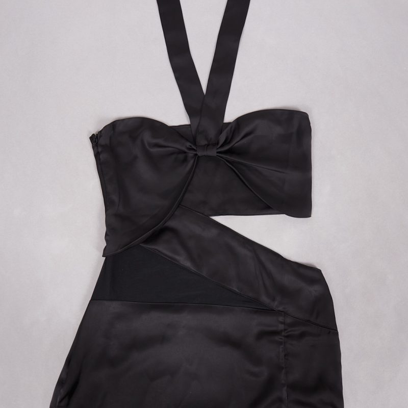 Black Cutout Bandage High Waist Party Dress - Image 4