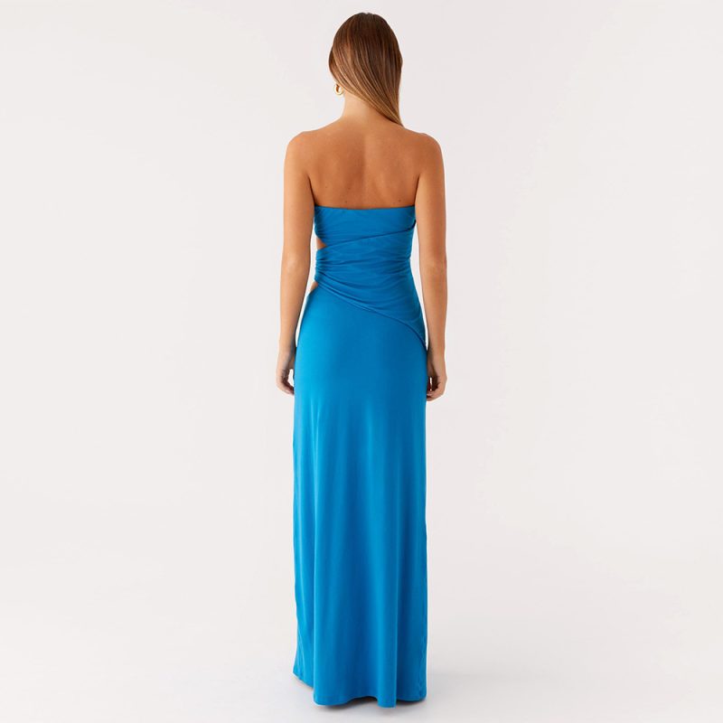 Summer Women’s Tube Top Side Cutout Sheath Dress - Image 4