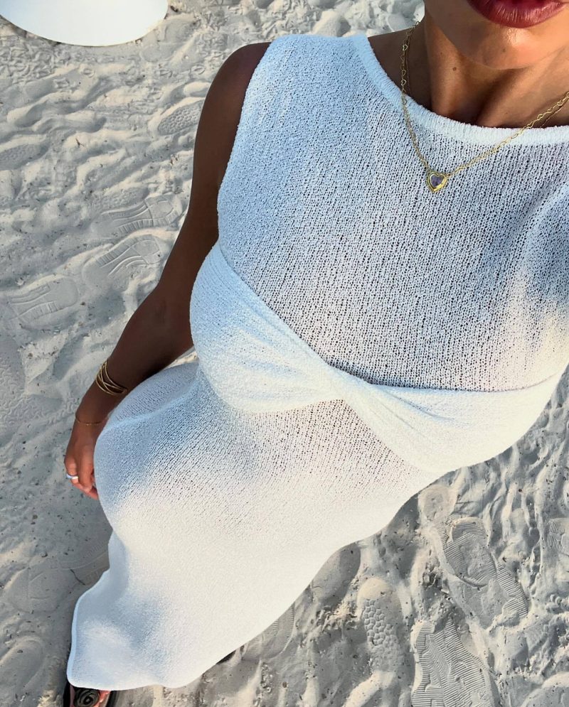 Sleeveless Knitted Solid Color Summer Beach Dress - Image 4
