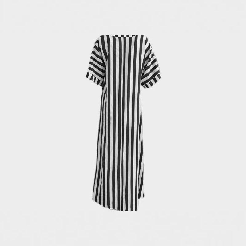 Large Swing Striped Print Maxi Dress for Women - Image 4