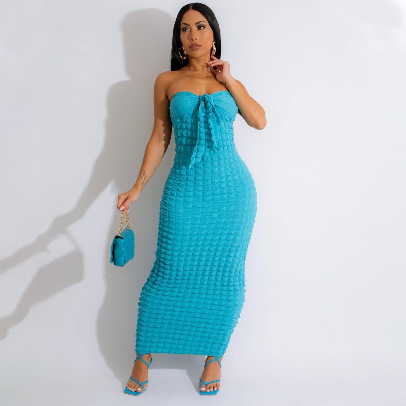 Women's Summer Lace-Up Chest Wrapped Bodycon Dress - Image 3
