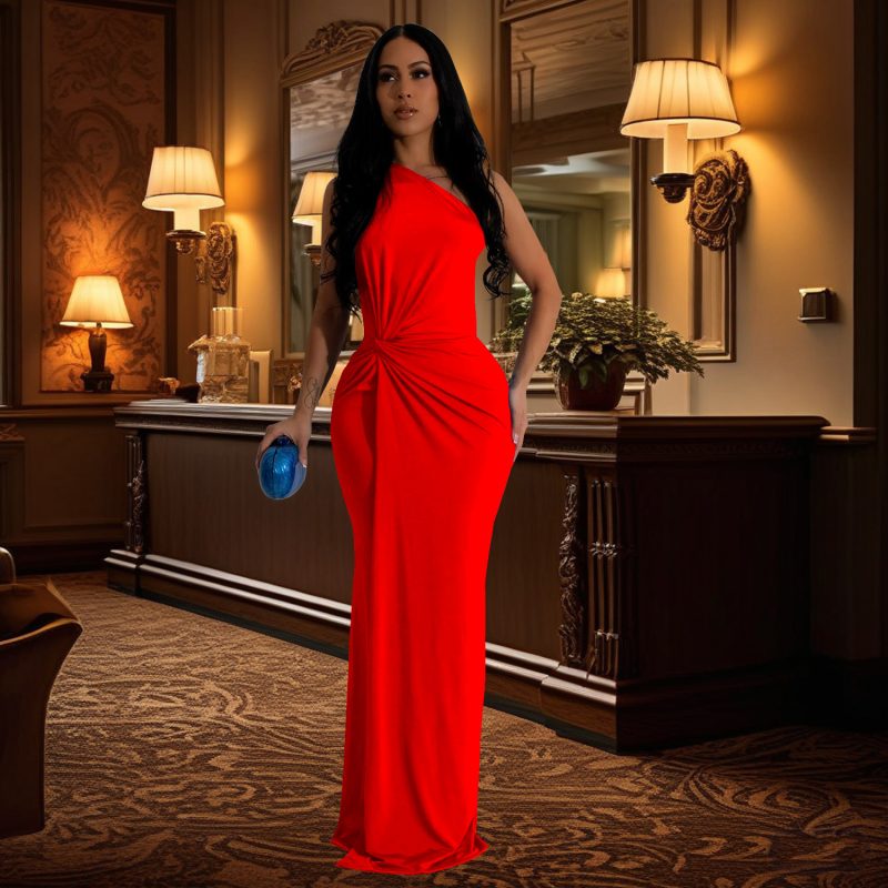 Women's Slim Fit One Shoulder Evening Dress