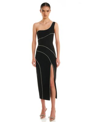 Women’s Diamond Studded Sleeveless Split Bandage Dress
