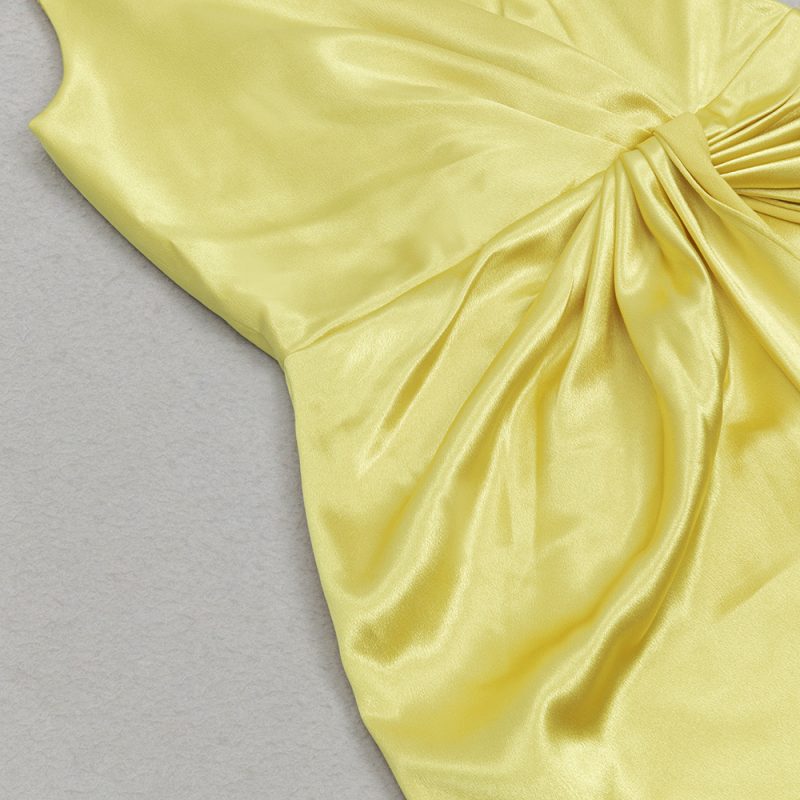 Satin V Neck Strappy Backless Collar Dress - Image 4