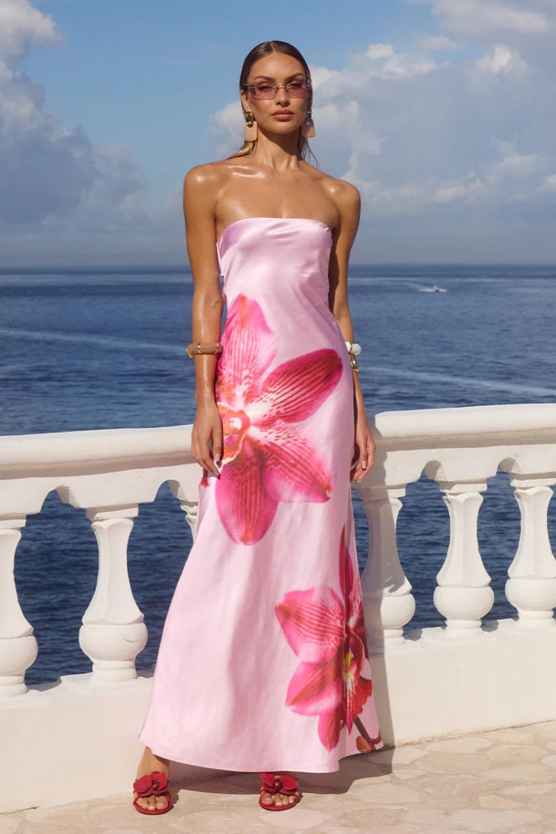 Summer 3D Floral Printed Tube Top Dress - Image 2