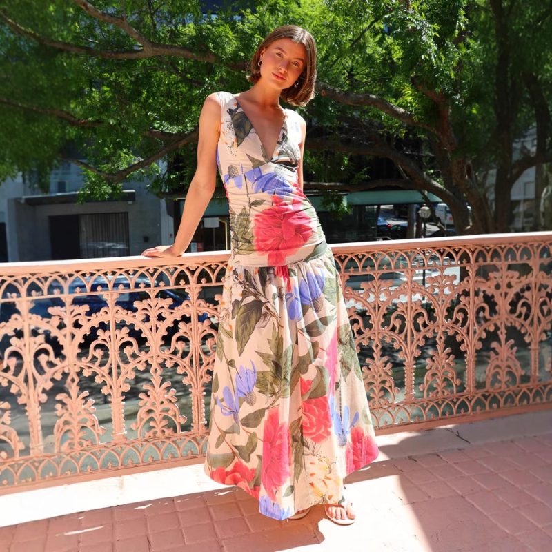 Summer Printed Strap V-Neck Women’s Dress