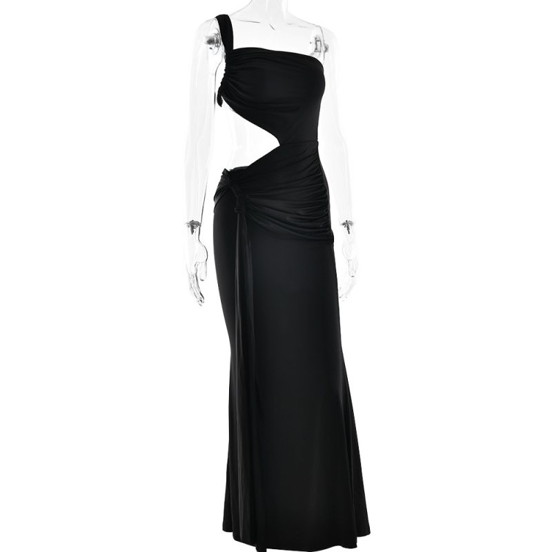 Summer One Shoulder Backless Pleated Tube Top Dress - Image 4