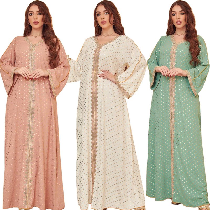 Autumn Middle East Women’s Gilded Muslim Gown - Image 4