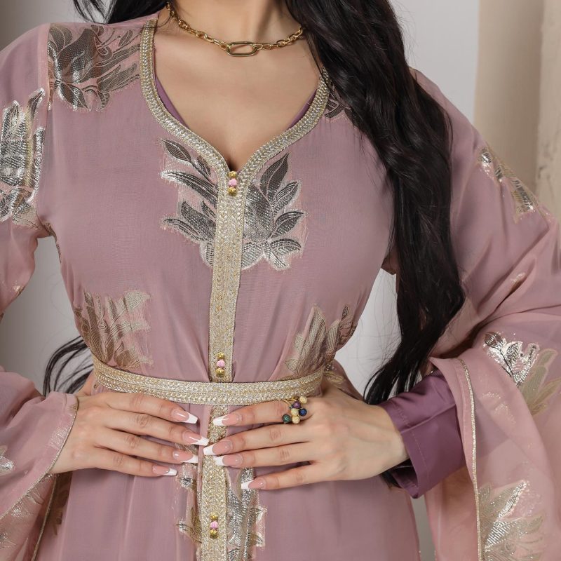 Plus Size Muslim Women’s Bronzing Chiffon Robe - Image 2