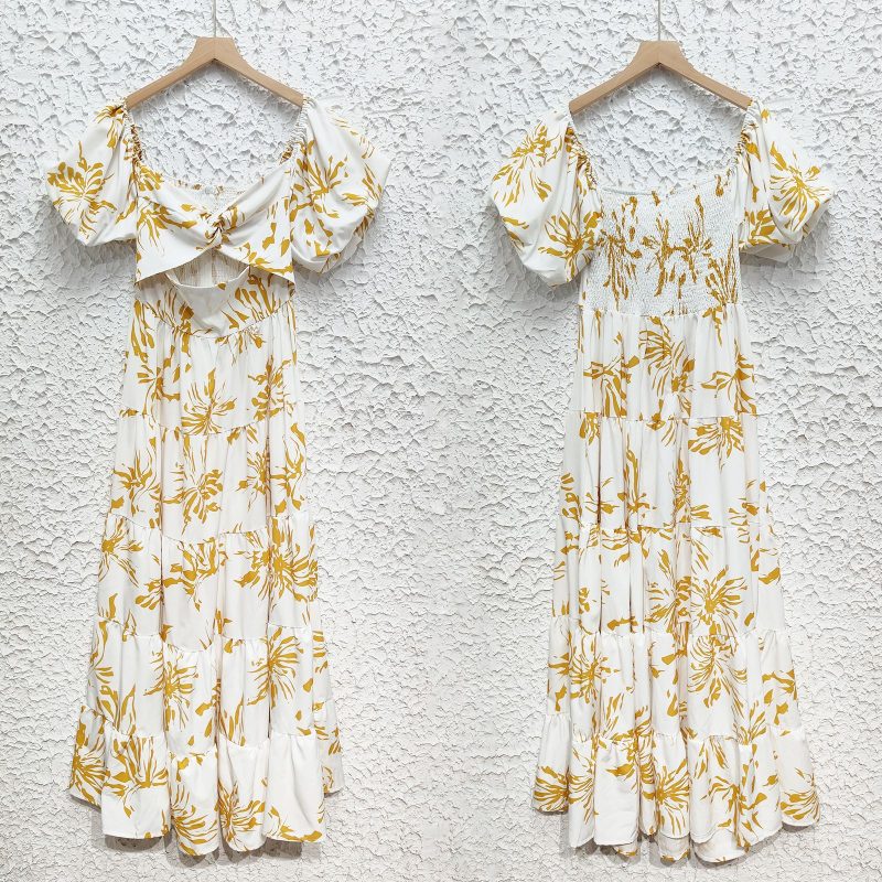 Spring Women’s V-Neck Puff Sleeve Printed Dress - Image 4