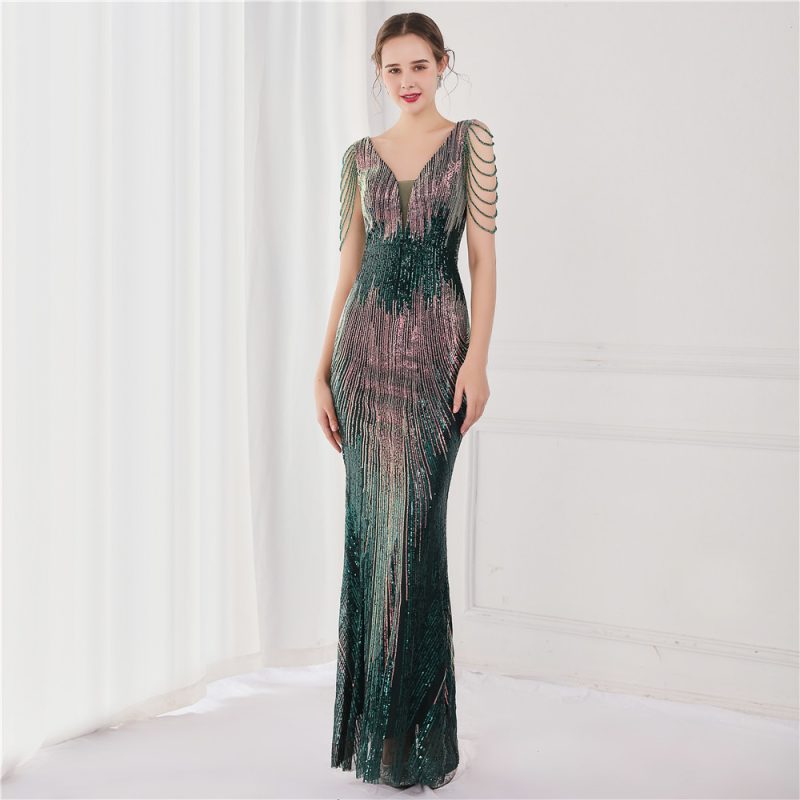 Women’s Formal Sequined Fishtail Party Evening Dress - Image 2