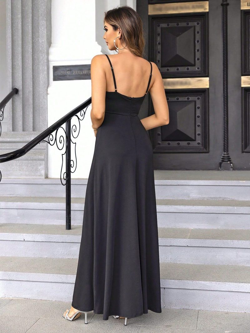 Off-Shoulder Long Cami Dress with Slimming Waist - Image 2