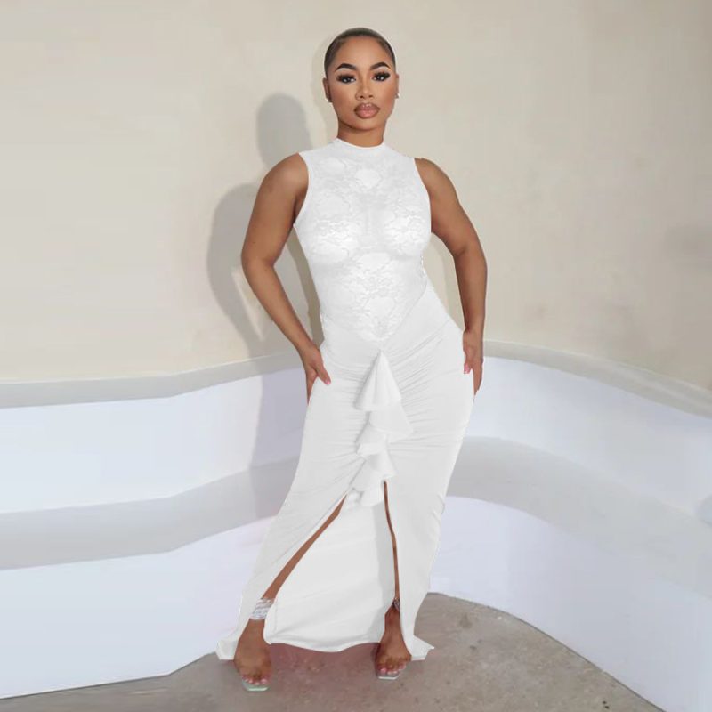 Elegant Lace See Through Fishtail Women’s Dress - Image 2