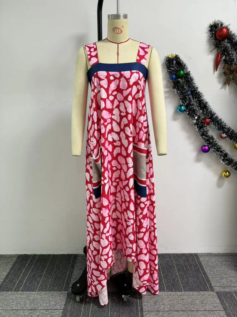 Spaghetti Strap Floral Print Multicolor Maxi Dress - Image 3