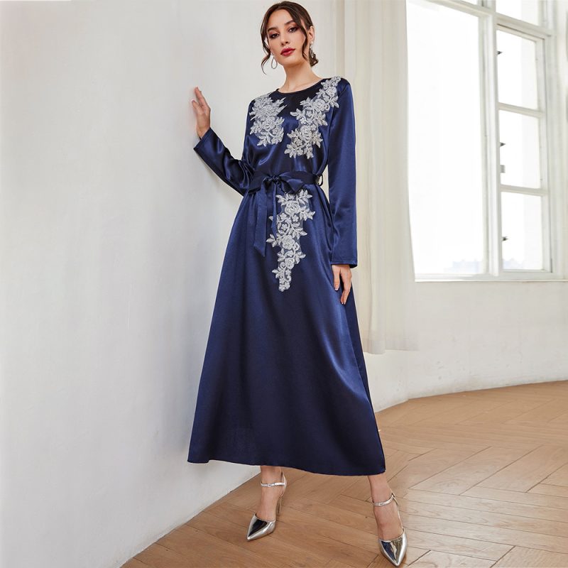 Autumn Winter Office Embroidered Long Sleeve Dress