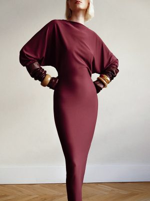 Autumn Elegant Solid Color Backless Women Dress