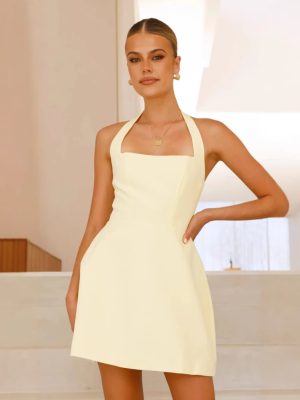 Women’s Solid Color Halter Summer Dress