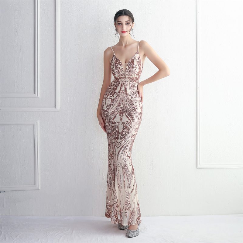 Luxury Three-Dimensional Sequin Floral Cocktail Gown - Image 2