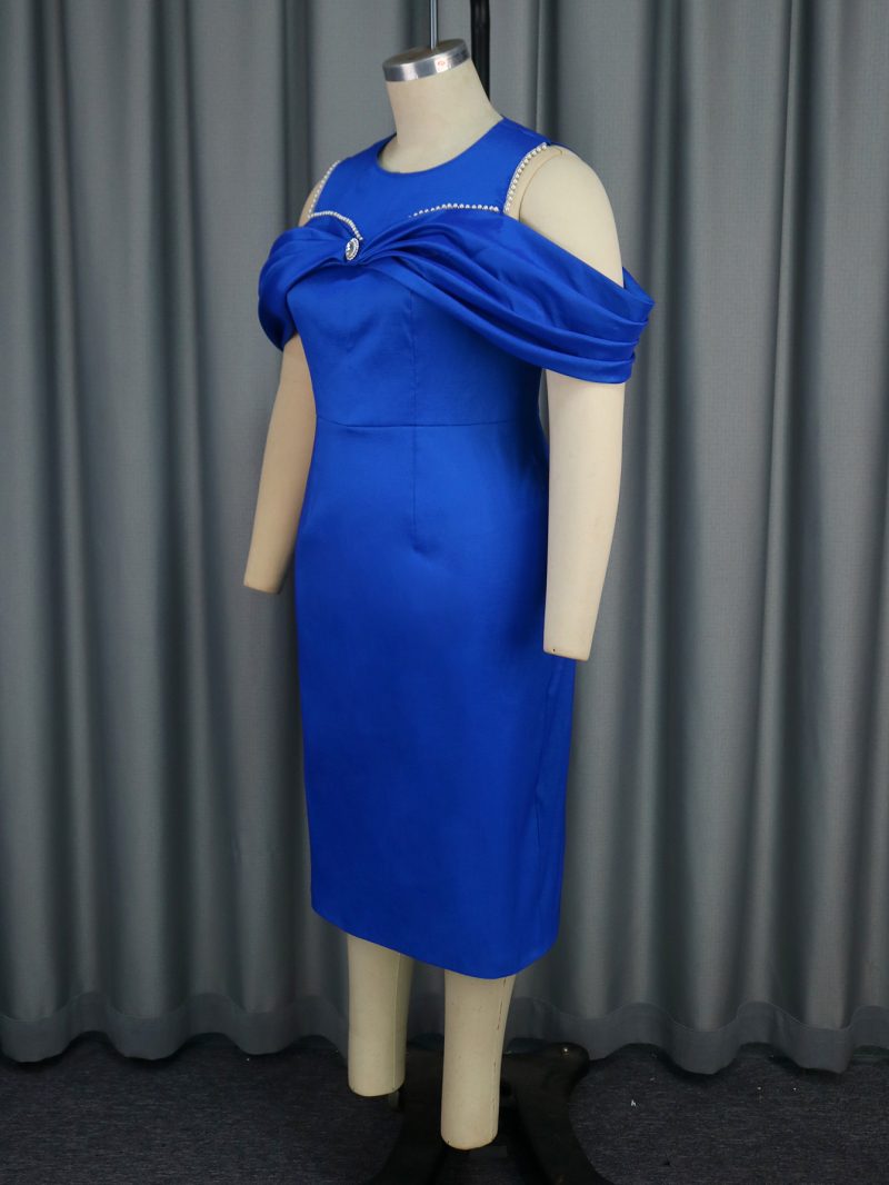 Round Neck Off-Shoulder Elegant Cocktail Dress - Image 2