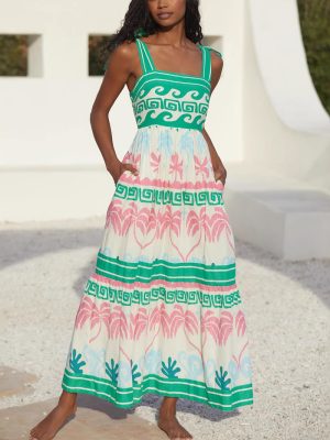 Women’s Summer Bow Sling Bandage One-Piece Dress