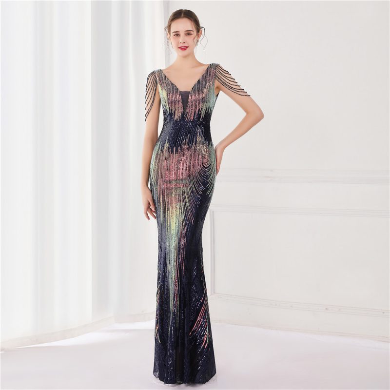 Women’s Formal Sequined Fishtail Party Evening Dress - Image 3