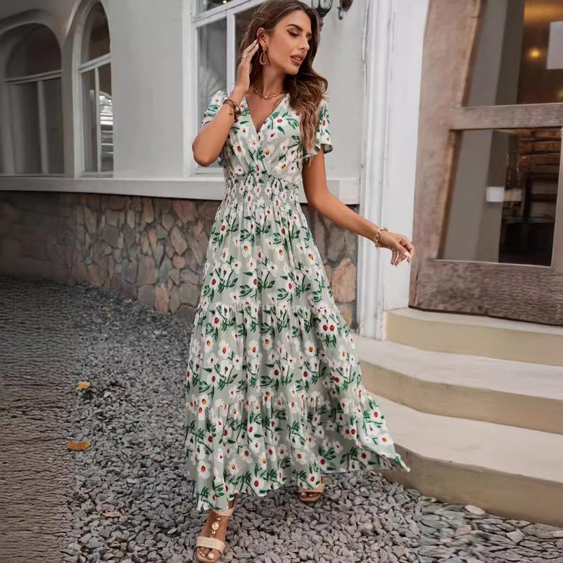 Women’s Waist Controlled V-Neck Rayon Dress