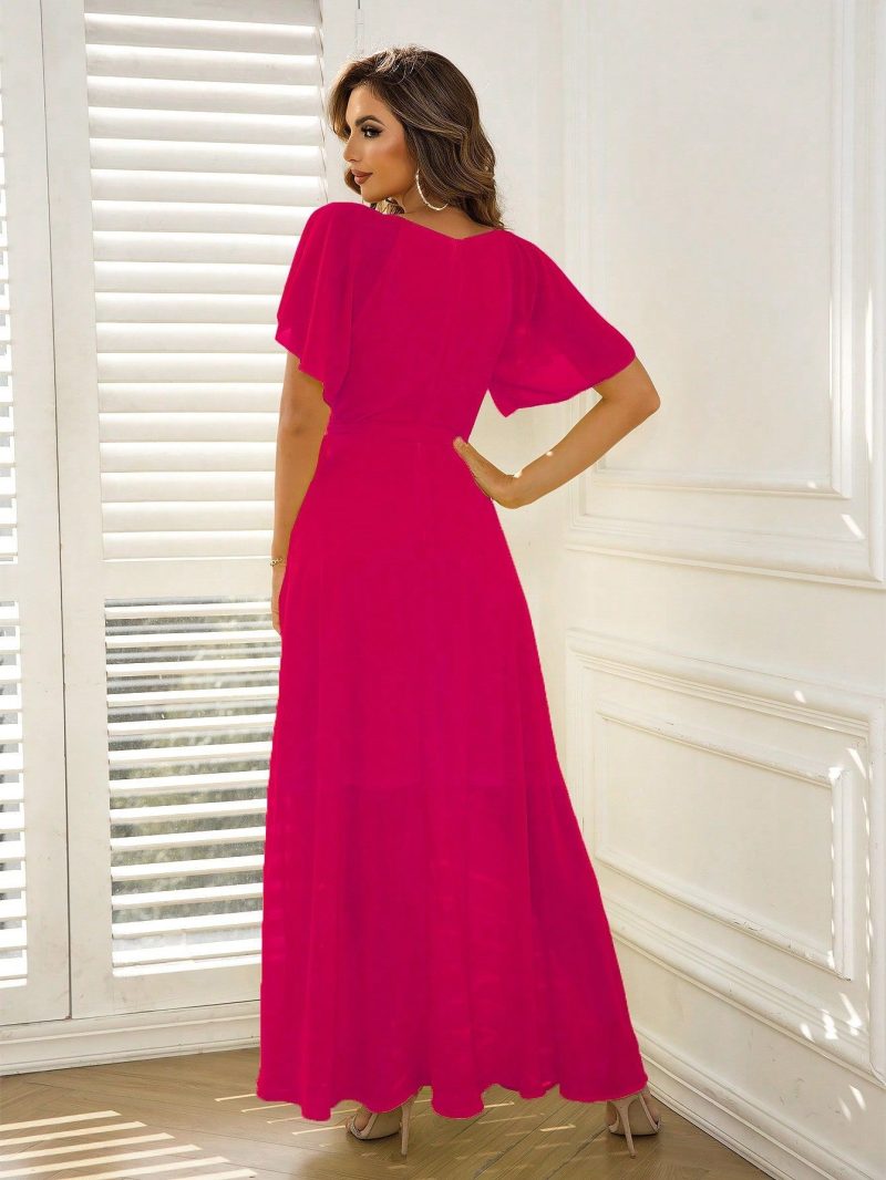 Women’s Layered Split Dress with Waist String - Image 2