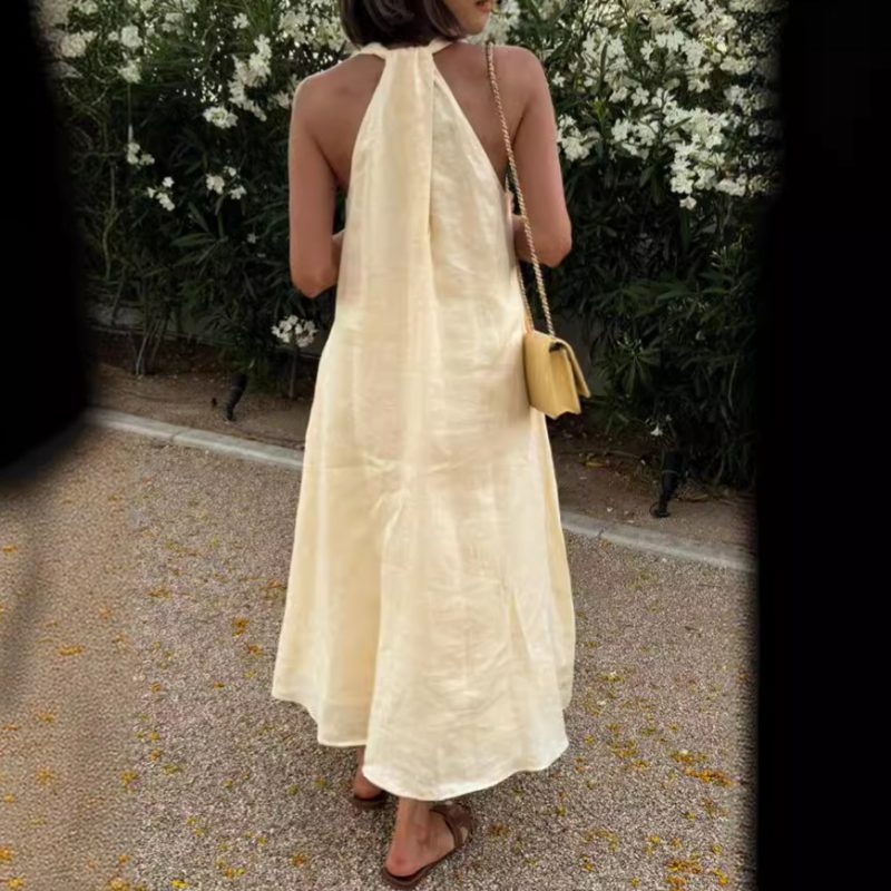Women’s Summer V-Neck Sleeveless Loose Pocket Dress - Image 3