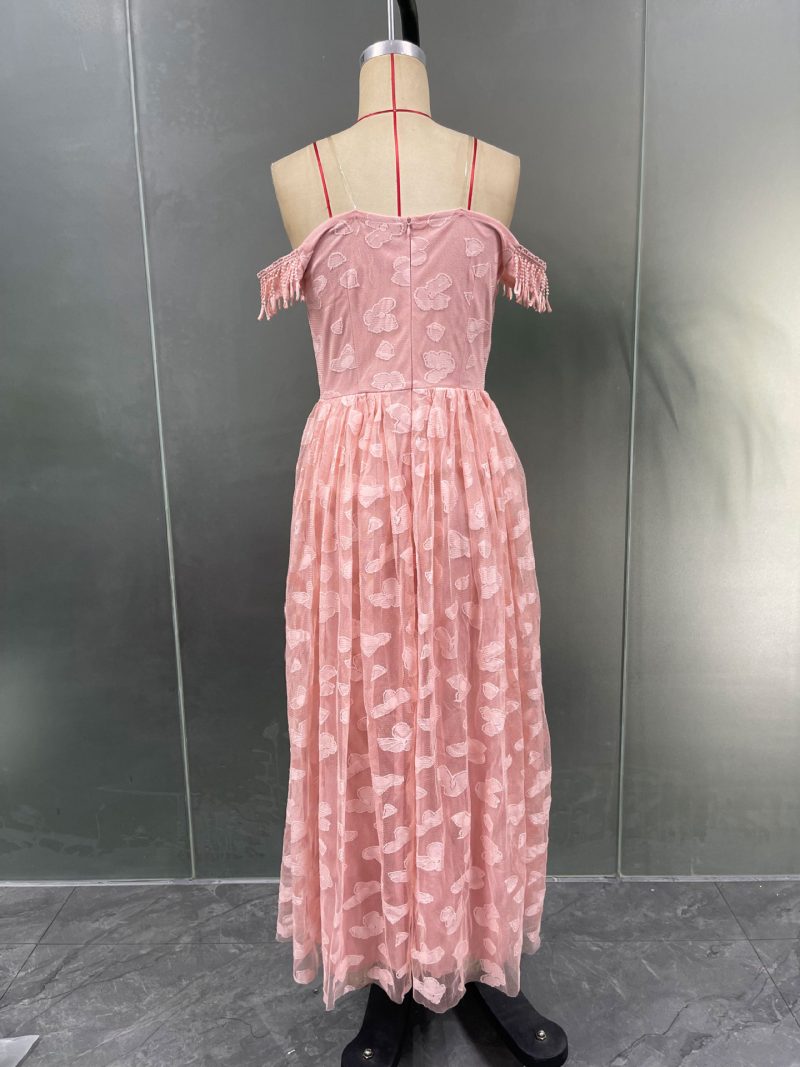 Lightweight Tassel Off Shoulder High Waist Dress - Image 4