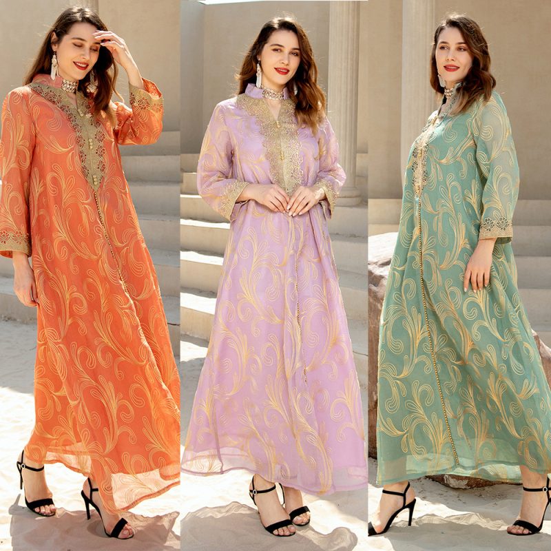 Spring Summer Women’s Long Sleeve Abaya Dress - Image 4
