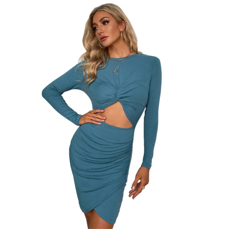 Autumn Winter Hollow Out Slim Fit Sheath Dress - Image 4