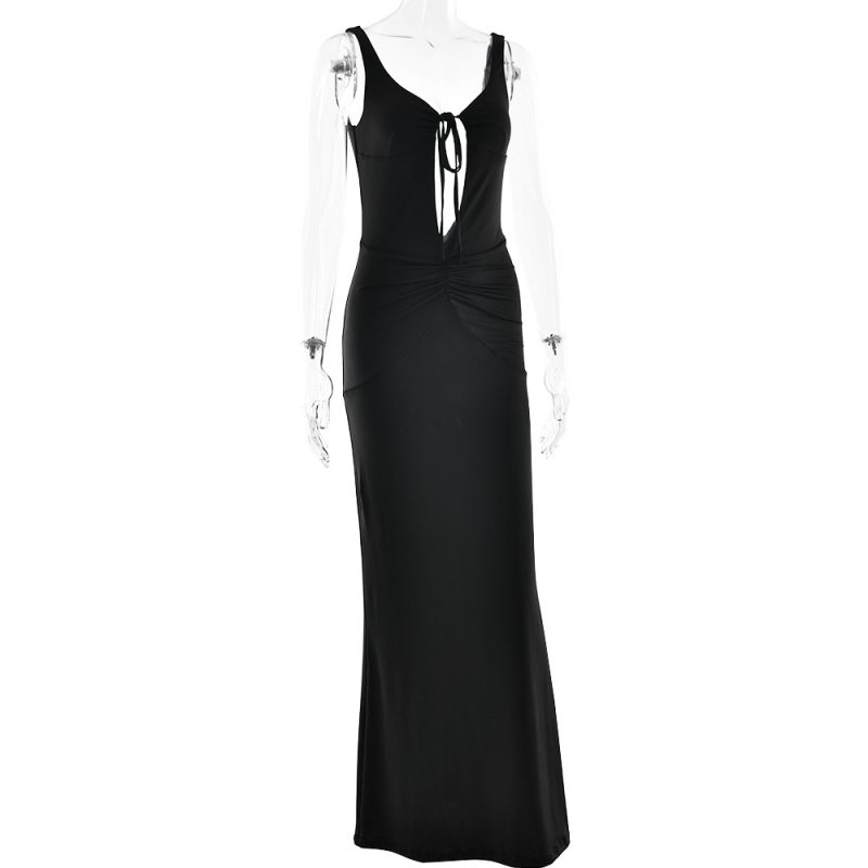 Summer Strap Backless Hollow Out Pleated Dress - Image 4