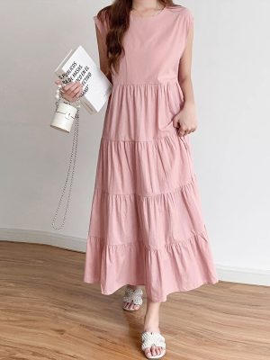 Women’s Summer Sweet Small Solid Tiered Dress