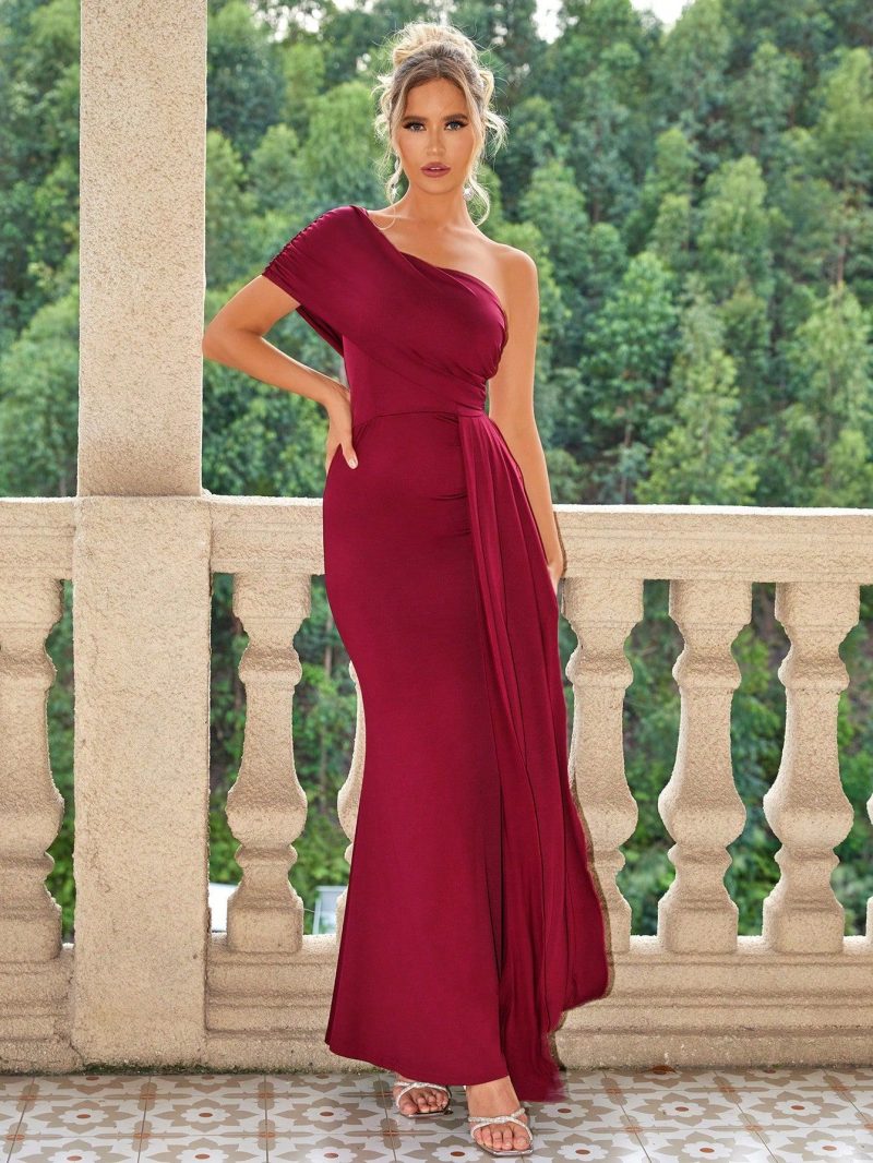 Women’s One Shoulder Slim Fit Evening Dress - Image 3