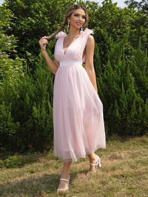Summer Backless Mesh Lace Up Gauzy Dress
