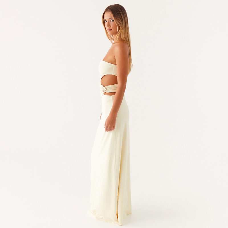 Summer Women’s Tube Top Side Cutout Sheath Dress - Image 3