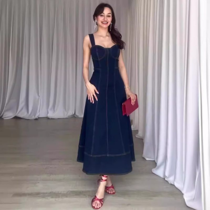Women’s White Summer Casual Slim Strap Maxi Dress - Image 2