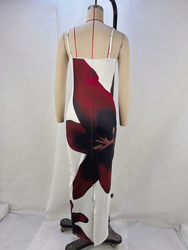 Summer Floral Spaghetti Strap Women Beach Dress - Image 3