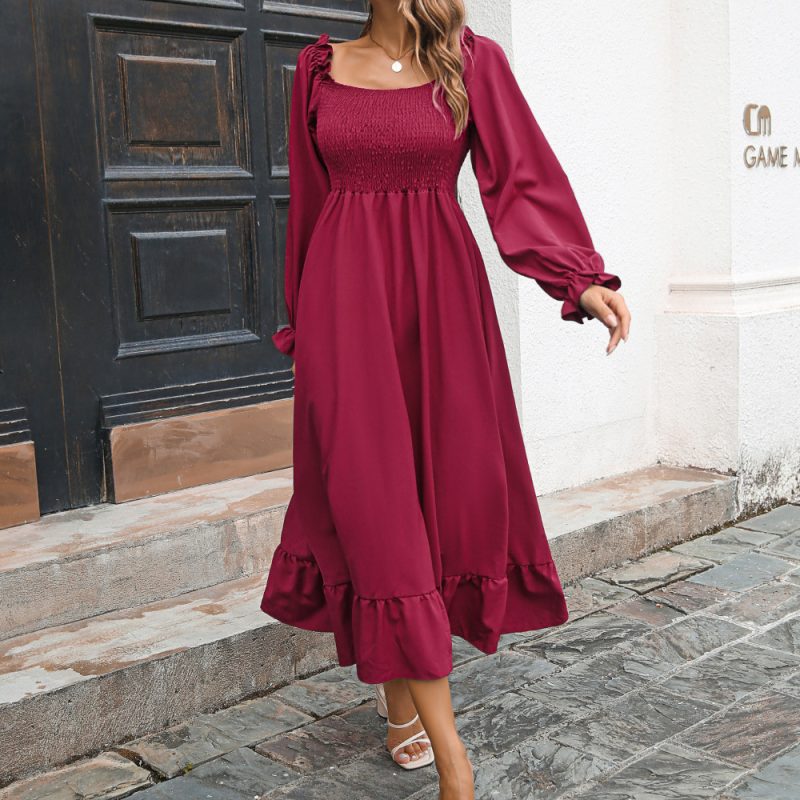 Women’s Large Swing Square Collar Spring Maxi Dress